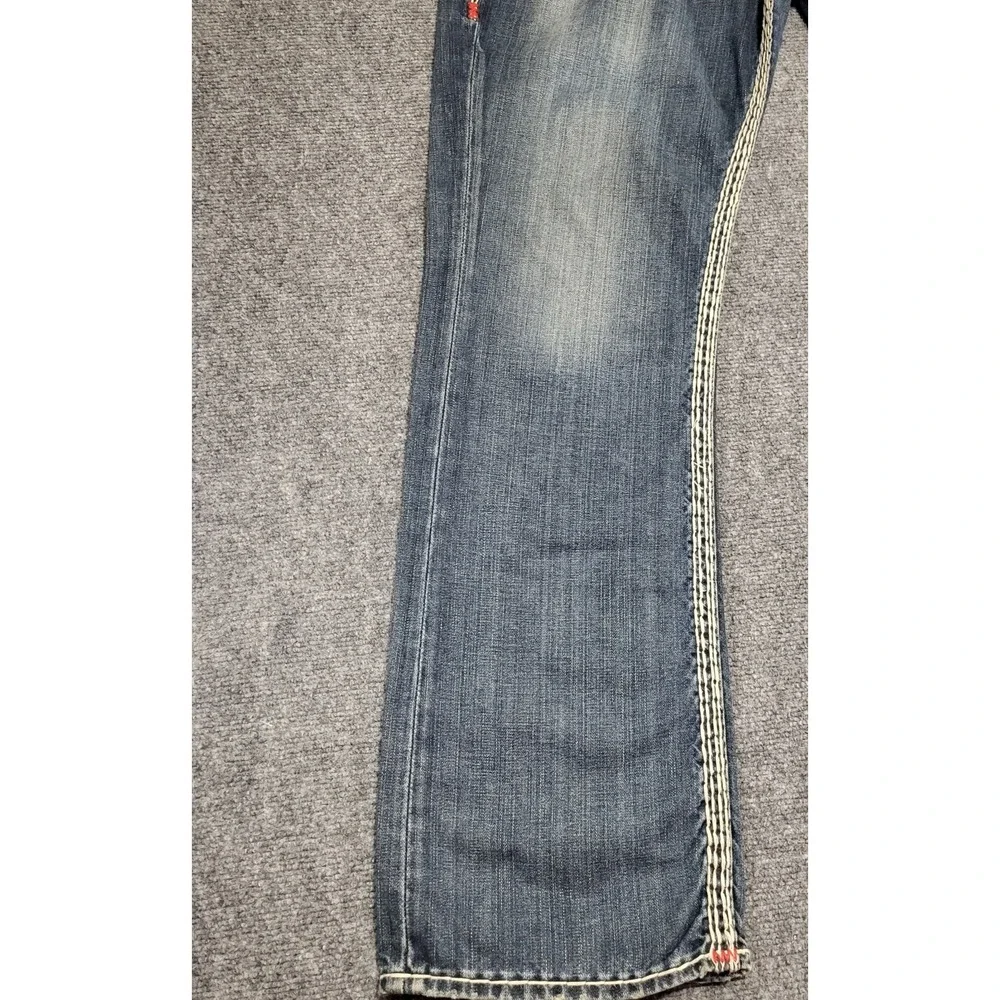 Vtg True Religion Men's Dark Desire Blue Red White Rope Stitch Jeans Size 38